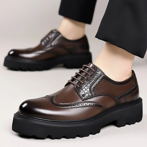 Mens Derby Shoes Height Increase Formal Dress Footwear Casual Leather Oxford Shoes